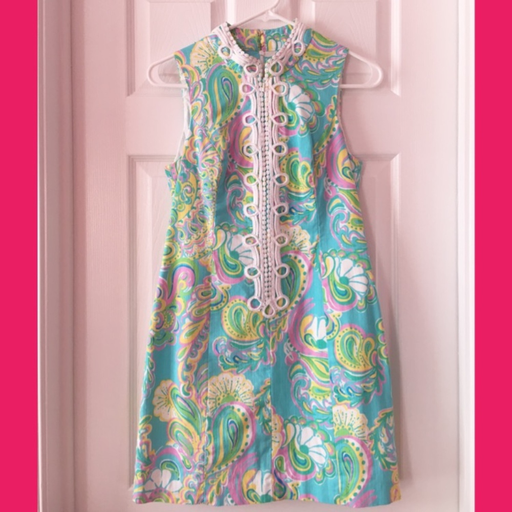 Lilly Pulitzer Alexa High Collar Shift Dress, Sz 4